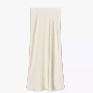 Zara Cream Satin Midi Skirt - XS